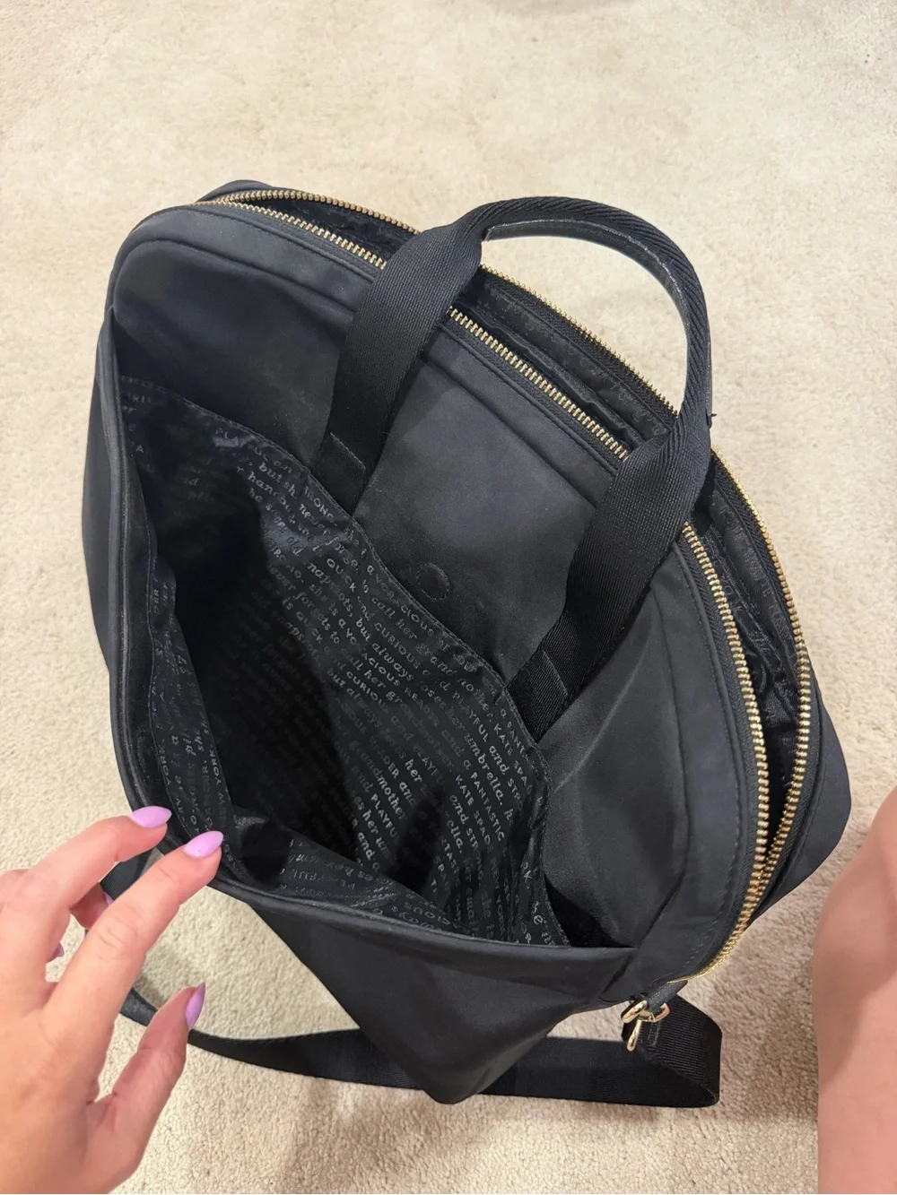 kate spade Black Nylon Laptop Briefcase with Shoulder Strap